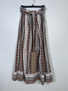 Vintage Chelsea Davis Cottage core Boho Striped Floral Maxi Skirt SZ S